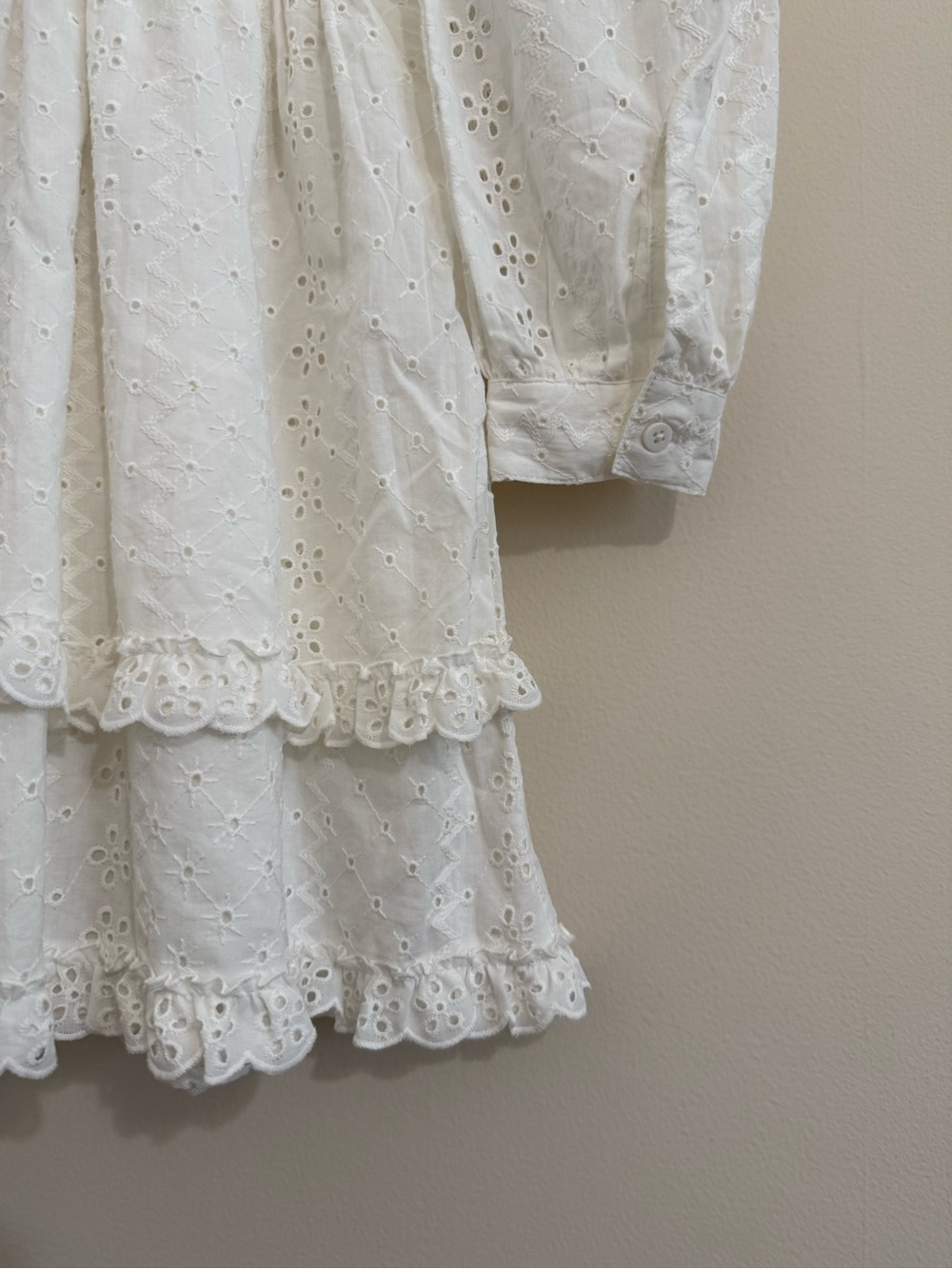 NWT Splendid x Cella Jane White Eyelet Puff-Sleeve Tiered Mini Dress XS - Picture 5 of 16